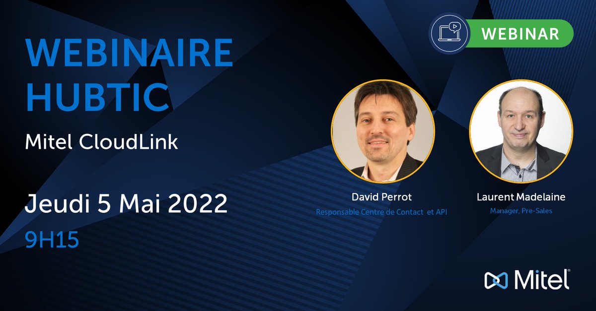 Mitel_FR's tweet photo. [Webinaire 🎙️] @Mitel_FR vous invite à assister au webinaire organisé avec @HubTicFr ce jeudi 5 mai pour découvrir le nouveau programme d’API CloudLink maintenant disponible pour le MiVoice 5000/ MiVoice 400.
Il est encore temps de vous inscrire 👉 https://t.co/4eLkZJgOef
#Cloud https://t.co/fxBg85BHwW