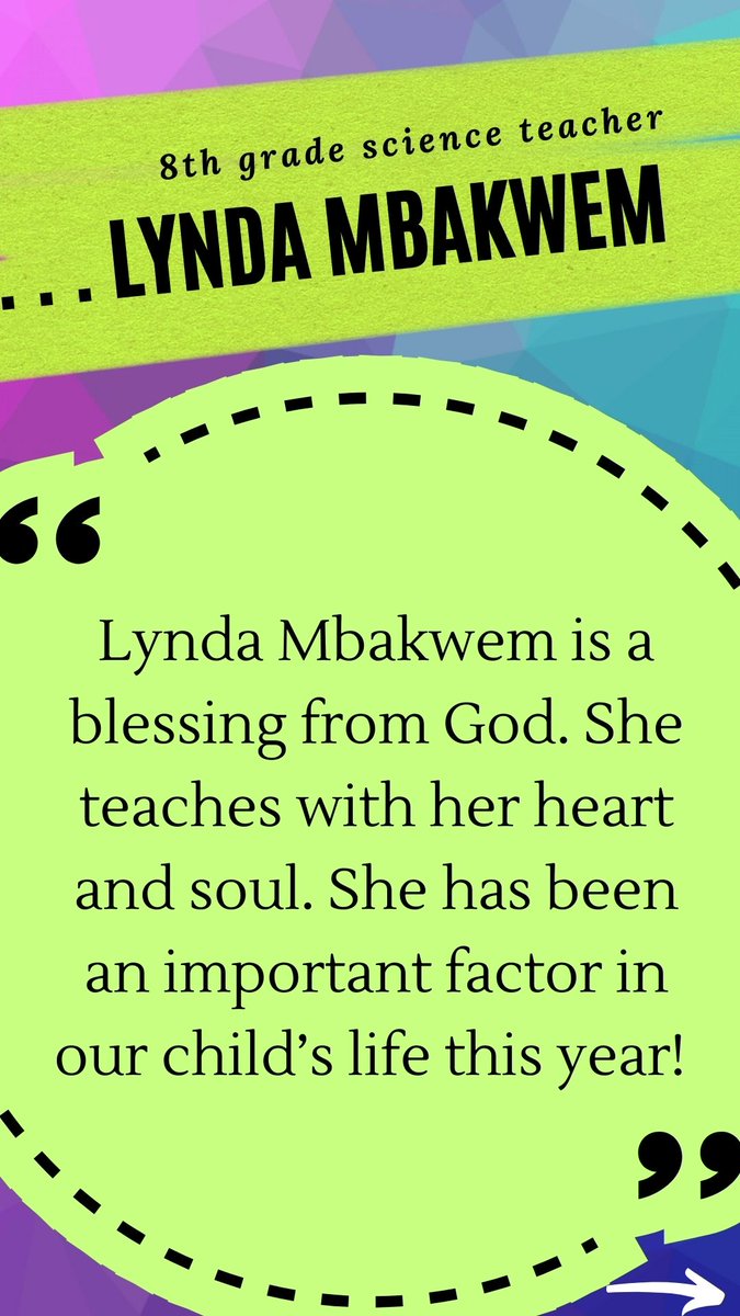 scs_ptsa's tweet image. #SCSTAW2022 #SCSTeacherShoutOuts
Lynda Mbakwem