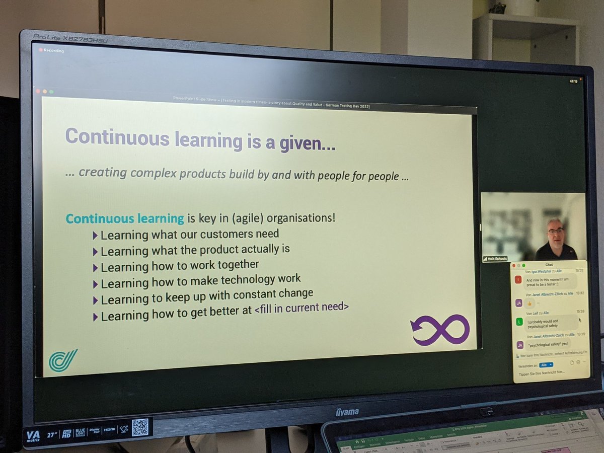 thomrinke's tweet image. .@huibschoots pointing out the need for continuous learning in his keynote at #GermanTesting Day.