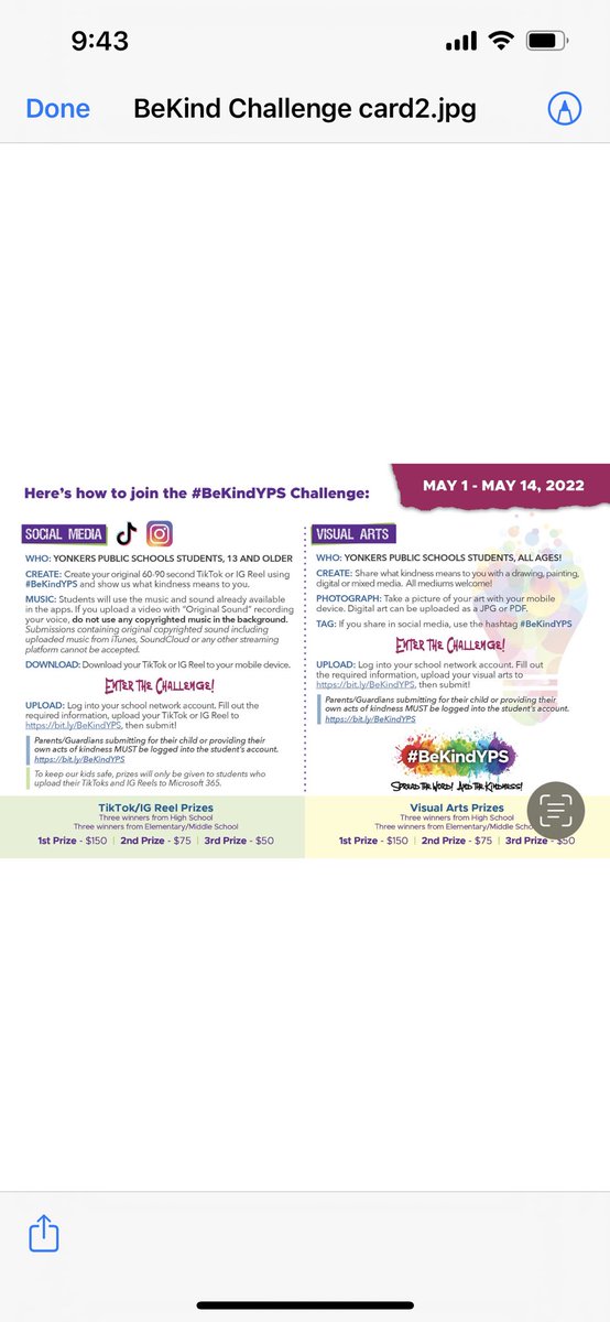 YonkersCPTA's tweet photo. YPS STUDENTS – Are you up for The Challenge? What does kindness mean to you? See flyer for details! #BeKindYPS @YonkersSchools @SuptQuezada https://t.co/UQHR3VpkKF