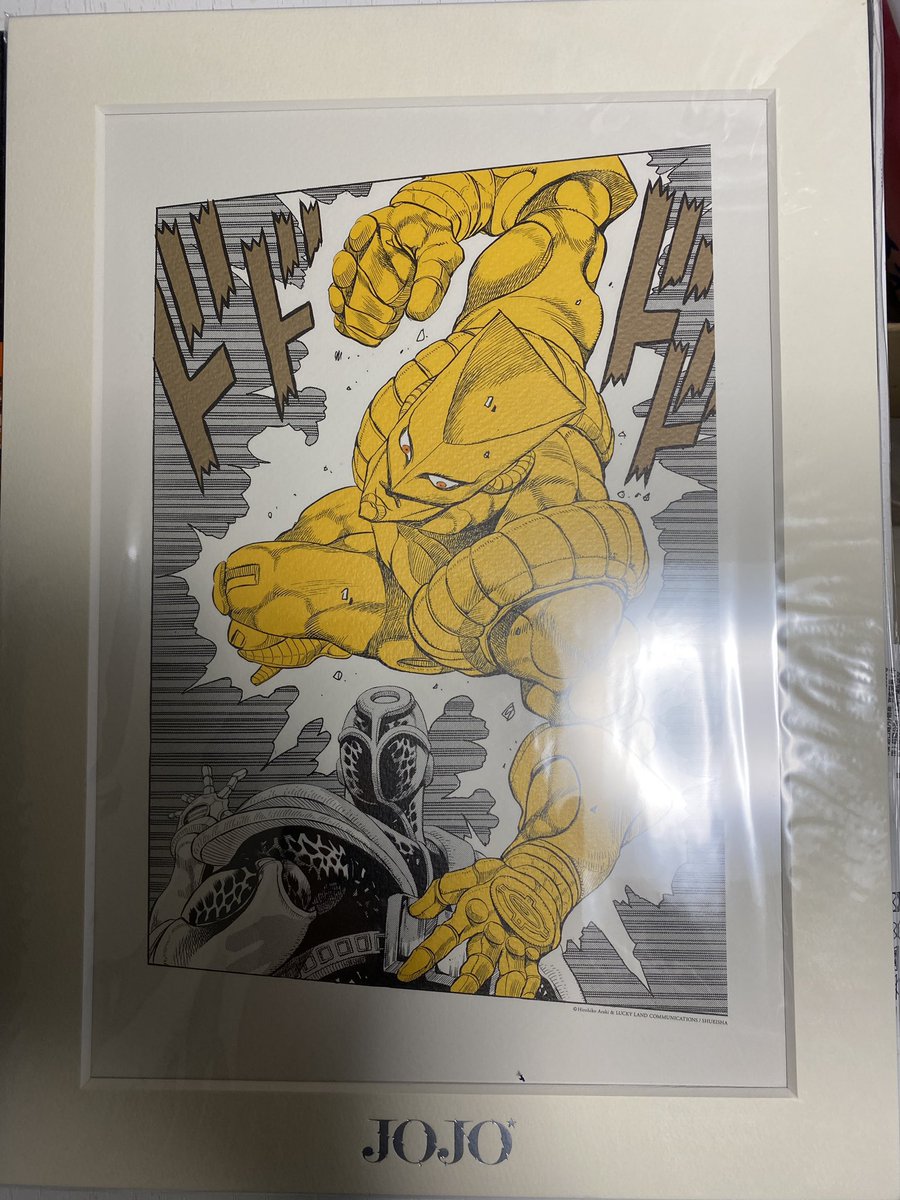 2年前開催中止になった金沢JOJO展、だが!今年ついに開催ッ!荒木飛呂彦さんのJOJOの原画展に行ってきました✨
会場撮影禁止だったので写真はありませんが息を呑むほどの迫力の原画最高でした!✨
戦利品は各種ポスター&ザ・ワールドのフレームアート!かっこ良い!✨
#ジョジョ展 