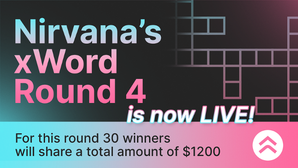 nirvana_fi's tweet photo. Hey, friends! 🌞

We can’t believe it but…

..the FOURTH round of the #Xword puzzle is LIVE 🧩

$1200 is waiting for you! 😉🎁

#SolanaGiveaway #DeFi

Rules 👇 https://t.co/6i5a9q2TNN