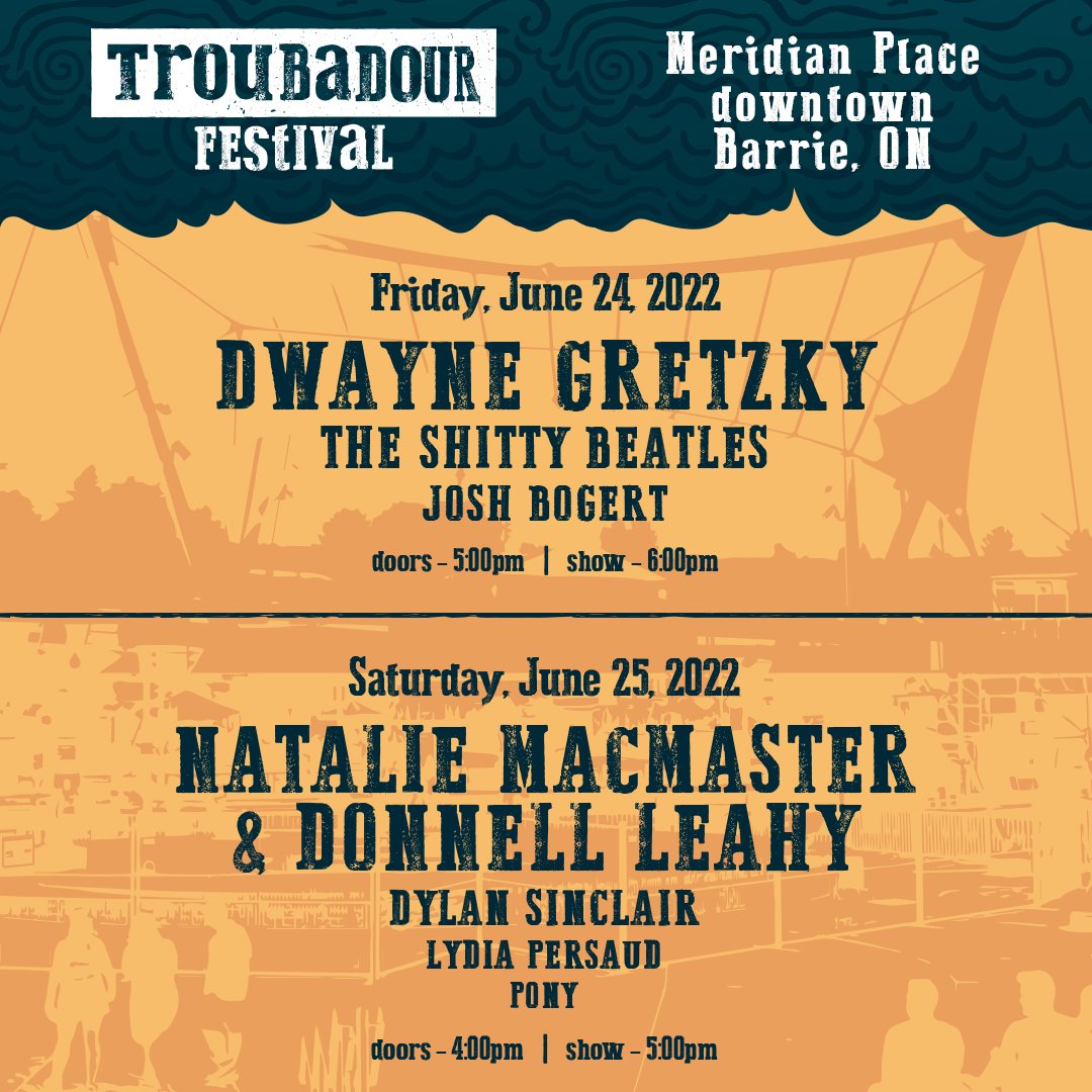We're thrilled to announce that Troubadour Festival is coming back to #Barrie! We can't wait to see you this June 24-25 at the Meridian Place Amphitheatre. 

Tickets go on sale at 10am on Tuesday May 3rd.

More: troubadourfestival.ca