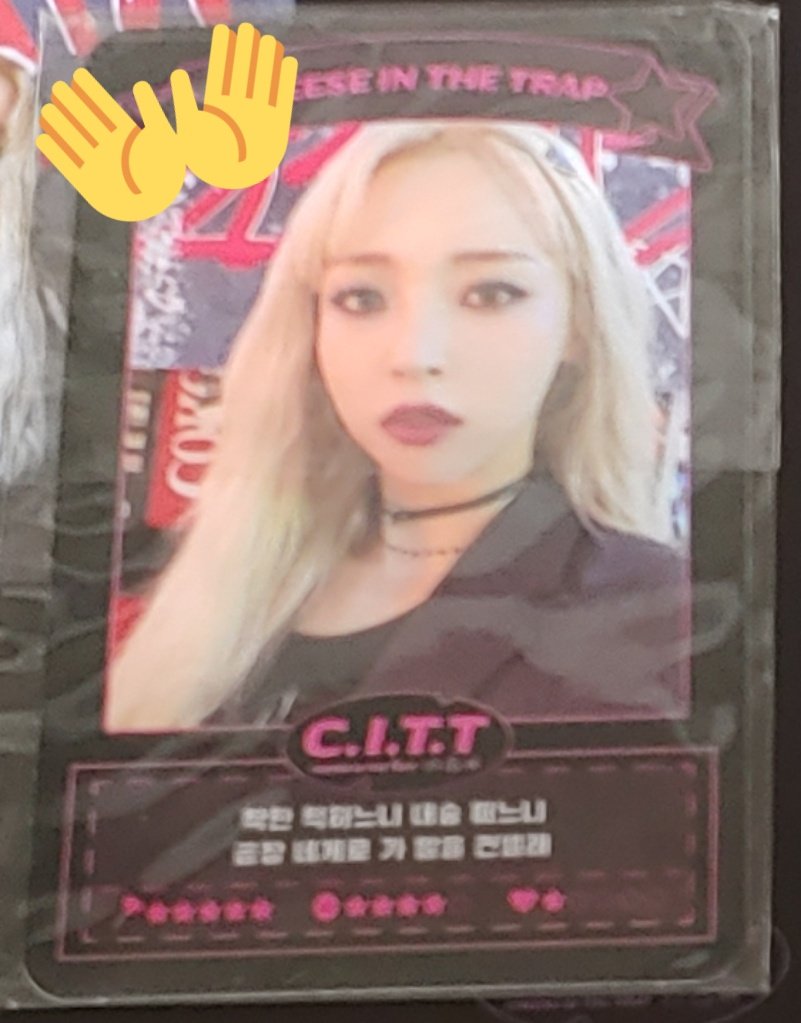 moomooN6tar's tweet photo. 문별 치인트 C.I.T.T
치즈인더트랩 포카 교환 구합니다!

저 : ✋
무무님 : 💕

수도권 직거래, 준등기, gs반택 모두 가능합니다. 멘션이나 디엠 주세요~

#마마무 #문별 #문별포카 #치인트 #치즈인더트랩 #포카교환 #포토카드 https://t.co/s0VGPL81WB