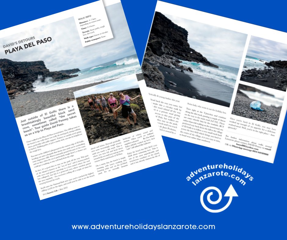 This month's featured walk in the Gazette Life was to Playa Del Paso to a stunning black sand cove also known as 'The Secret Beach'
Check it out on pages 20-21
gazettelife.com/issues/May2022…

 #landscapes #lanzarote #trekking #adventureholidays #travel  #secretbeach