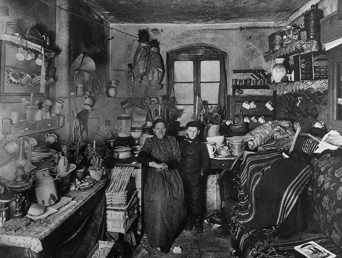 There is only exhaustion and resignation in her face as she sits in her squalid kitchen in a Berlin Mietskaserne, surrounded by a lifetime's assortment of collected trinkets. Her dwelling is horrifying, but only if we believe we are somehow better than magpies and mice 1/6