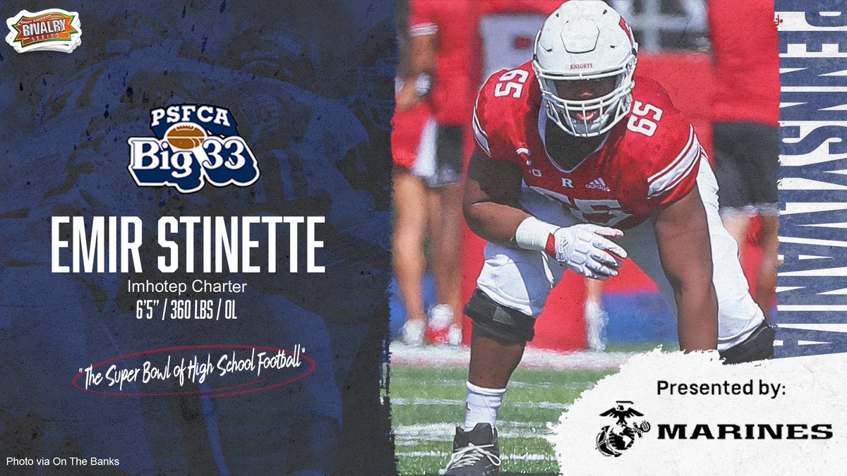 Congratulations to Imhotep Charter offensive lineman Emir Stinette on his selection to the <a href="/psfcabig33/">PSFCA BIG33 Football Classic</a>.

Help Emir earn $1,000 for his school by naming him Team Pennsylvania 'Fan Favorite'

🗳️ bit.ly/Big33_voting