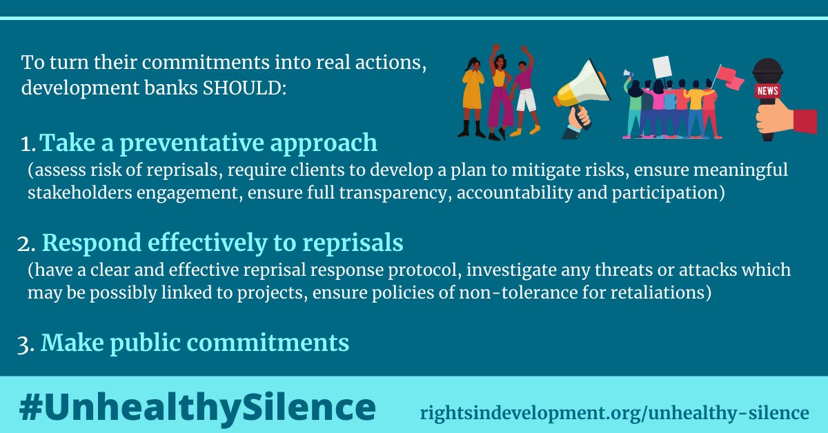 ceebankwatch's tweet photo. If they are truly committed to #FreedomOfExpression, @EBRD and other development banks should take meaningful actions to: 

✅Prevent reprisals 
✅Address reprisals 
✅Speak out against reprisals 

#wpfd22 #EBRDam https://t.co/QvEoWQf6z2