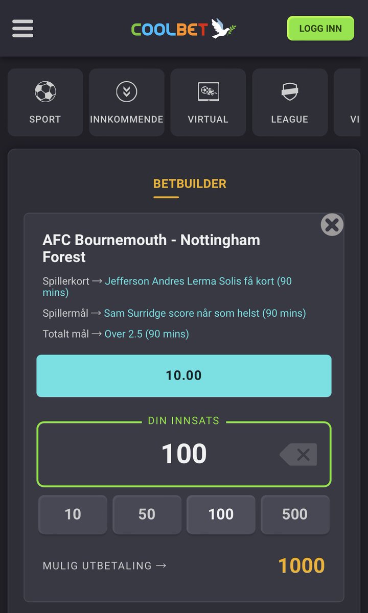 KONKURRANSE!

Er du klar for kveldens storkamp? Du kan vinne denne bongen som er laget med @CoolbetNorge Bet Builder.

RT og ❤️ for å være med i trekningen.

To vinnere deler bongen dersom den går inn. De mottar bonuskroner på sin Coolbet-konto. 

Husk regler for some-konk.