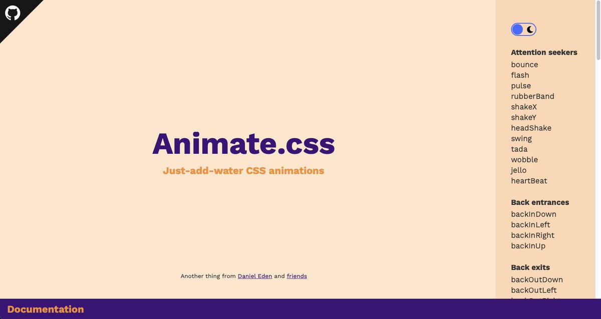 Prathkum's tweet image. 4️⃣ Animate.css

- Animate is a CSS library for basic CSS animation. It is a browser-friendly with a lot of pre-built animations.

🔗 animate.style