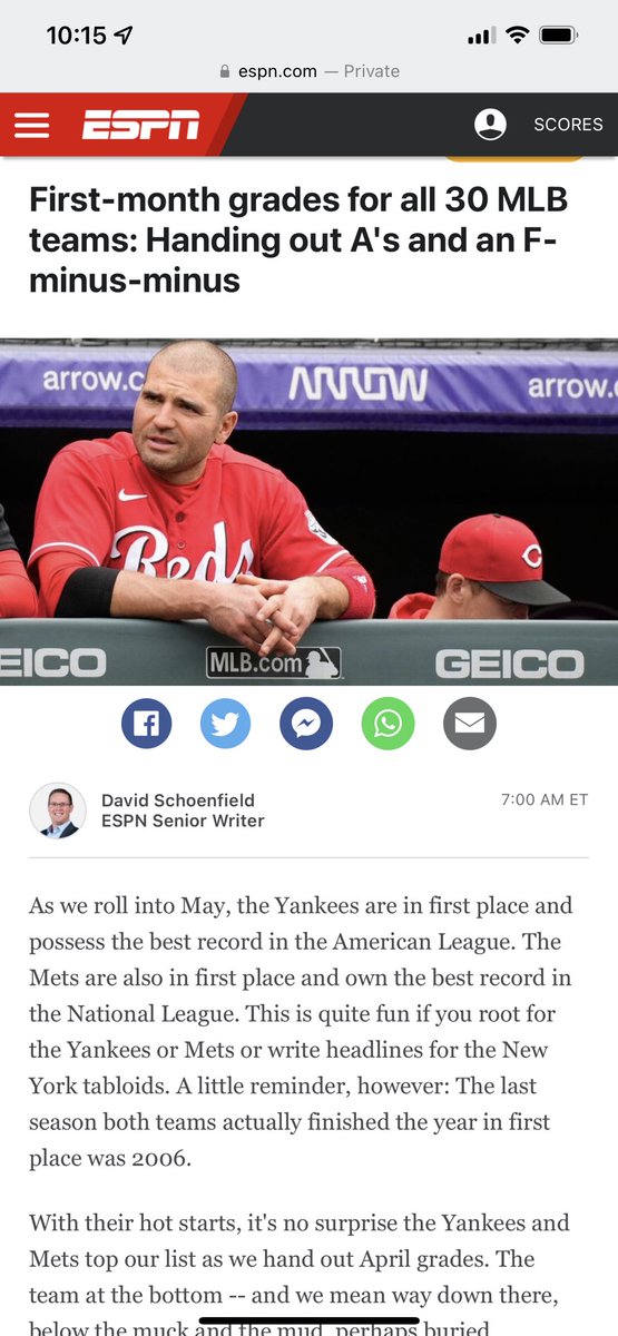 redsproblems's tweet image. Reds getting F-minus-minus grade for first month of the season from ESPN. From the article “We debated a Z. This start, on top of a complete bummer of an offseason. On the bright side: Plenty of good seats available!” 🤦🏻‍♂️#RedsProblems