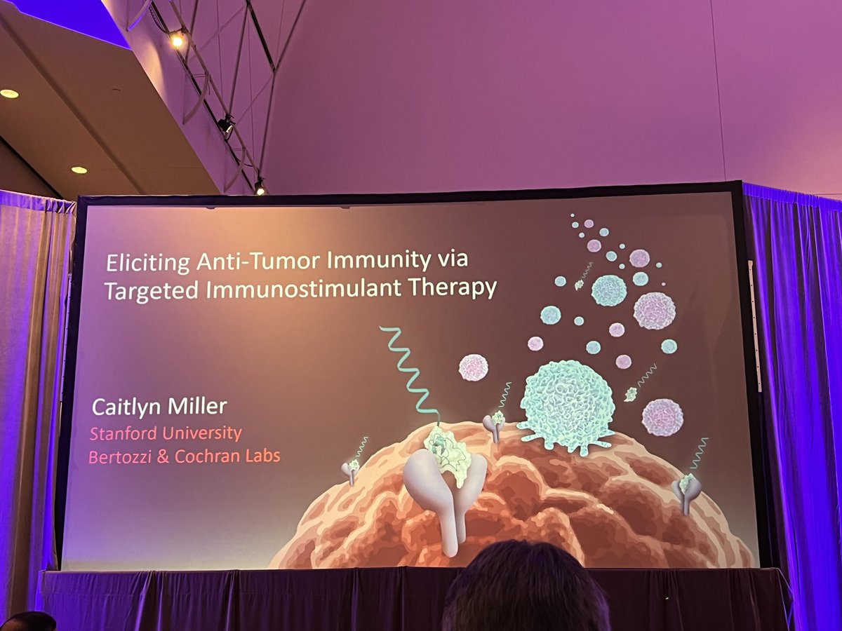 TLR9 (CpG) agonist was chemically conjugated to polyspecific integrin-binding peptide (PIP) that is capable to localise various types of solid tumours as explained by Caitlyn Miller from @CochranLab at @Stanford #PEGS22 @PEGSboston