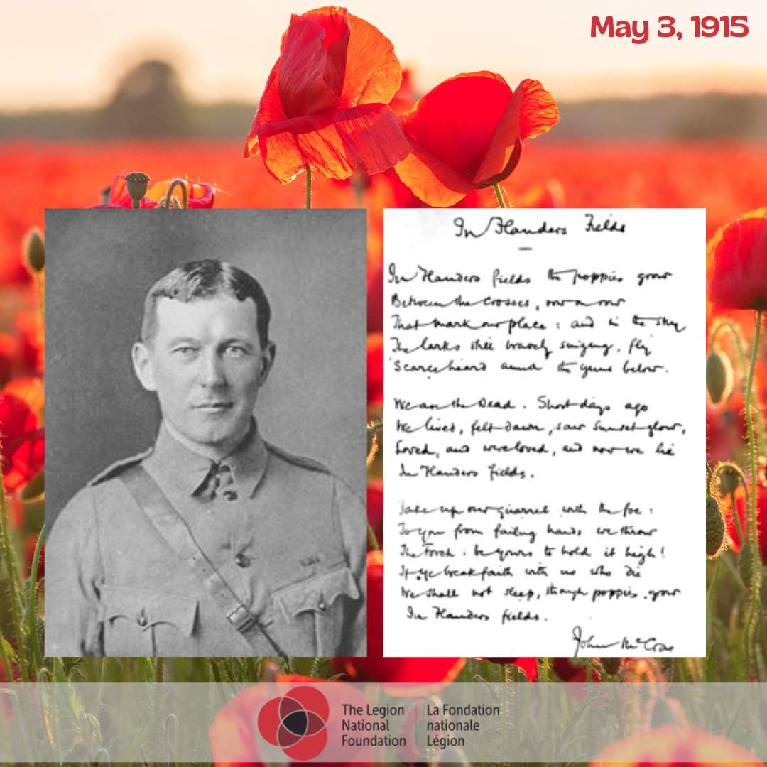 On this day 107 years ago, Lt. Col. John McCrae penned 'In Flanders Fields' during the Second Battle of Ypres after presiding over the funeral of his friend Lt. Alexis Helmer #FlandersField #JohnMcCrae #WWI #CanadianVeterans #WeWillRemember