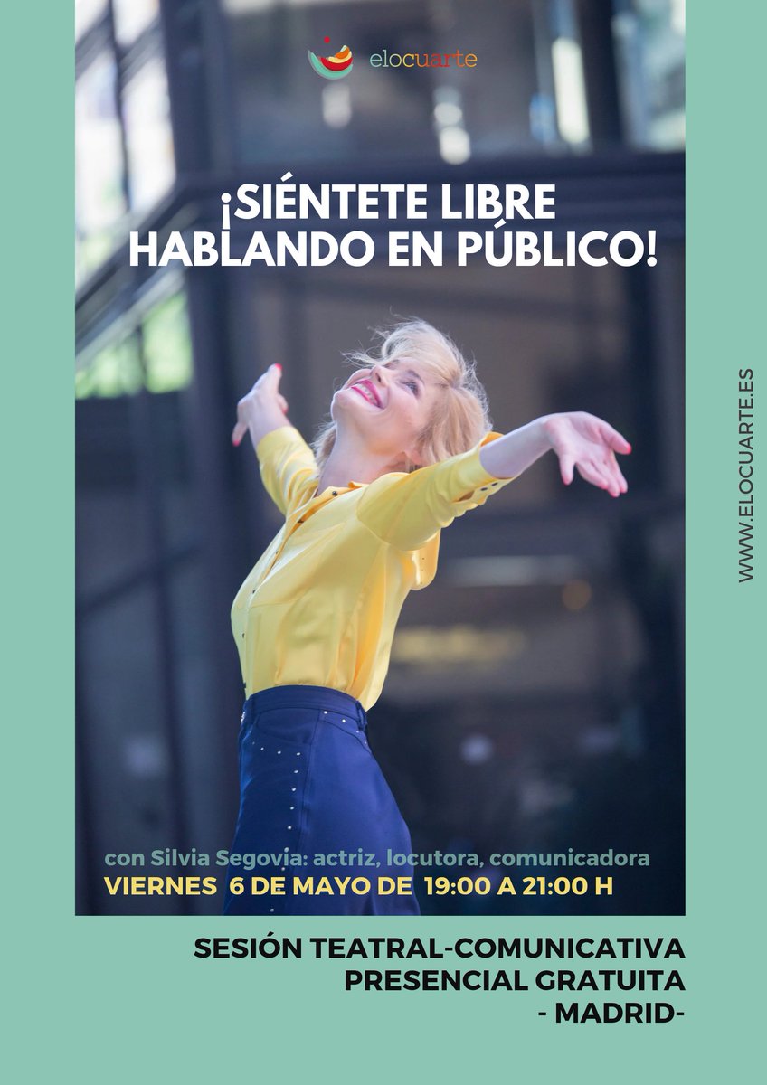 SIÉNTETE LIBRE HABLANDO EN PÚBLICO!
👉Reserva tu plaza aquí walink.co/f6c767 escribiendo “¡NECESITO DESMELENARMEEEEE!"y recibirás información +un nº que deberás reservar para tener otra gran oportunidad de mejorar tus Habilidades Comunicativas. 
*Sesión presencial-Madrid
