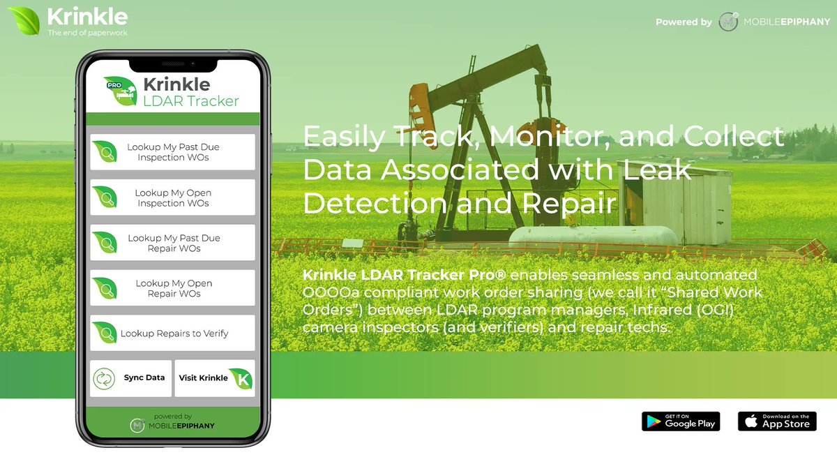 KrinkleApps's tweet photo. Take a look at how Krinkle LDAR Tracker Pro® can aid your #LDAR process with a step-by-step guided process, superior reporting capabilities that are compliant with federal &amp; state laws, &amp; mobile work orders! Why wait for something that's proven? https://t.co/774itx65E0 #OOOOa https://t.co/jzz5Yv3ceL