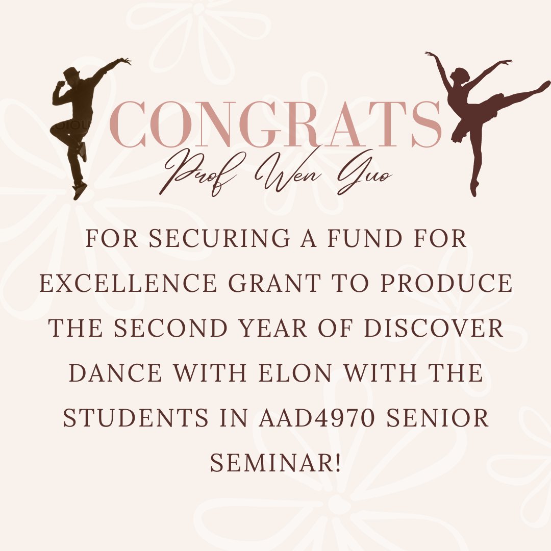 Congratulations Professor Wen Guo and thank you!!! We are so excited for our next Discover Dance #elonartsadmin #discoverdancewithelon #discoverdance