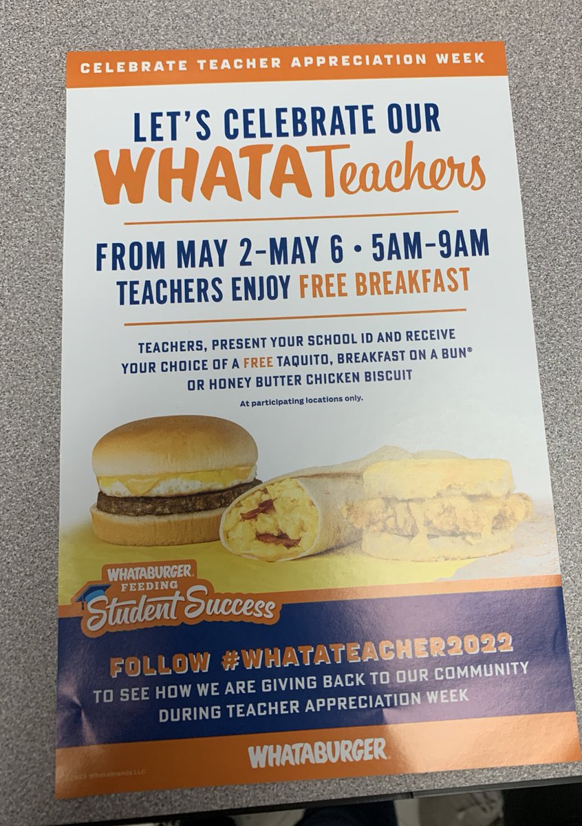 🍪Thank you to @Whataburger for helping us give back to our Whatateachers ! We were able to give out some wonderful breakfast & pastries !🍪