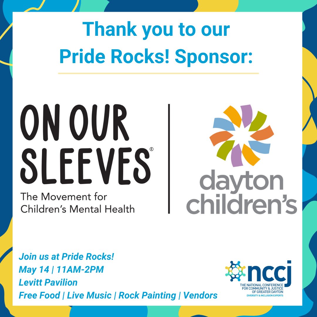 Thank you to Dayton Children's and the On Our Sleeves campaign for sponsoring Pride Rocks! Dayton Children's is working to break the stigmas that exist around youth mental health. Learn more about the work being done at their website: childrensdayton.org/onoursleeves