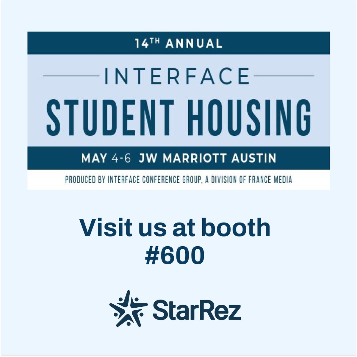 StarRez's tweet photo. StarRez is heading to Austin, Texas, for the 2022 Interface Student Housing Conference. Stop by our roundtable on Wed, May 4th at 3:30PM, to continue the conversation on Creating Inclusive Housing Communities with Technology. #InterFaceStudentHousing #StarRez #studenthousing https://t.co/czFByqdItQ