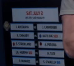 From the picture taken in Dana White’s War room it appears that Khamzat Chimaev will face Nate Diaz on July 2nd.

Check us out fightscout.app