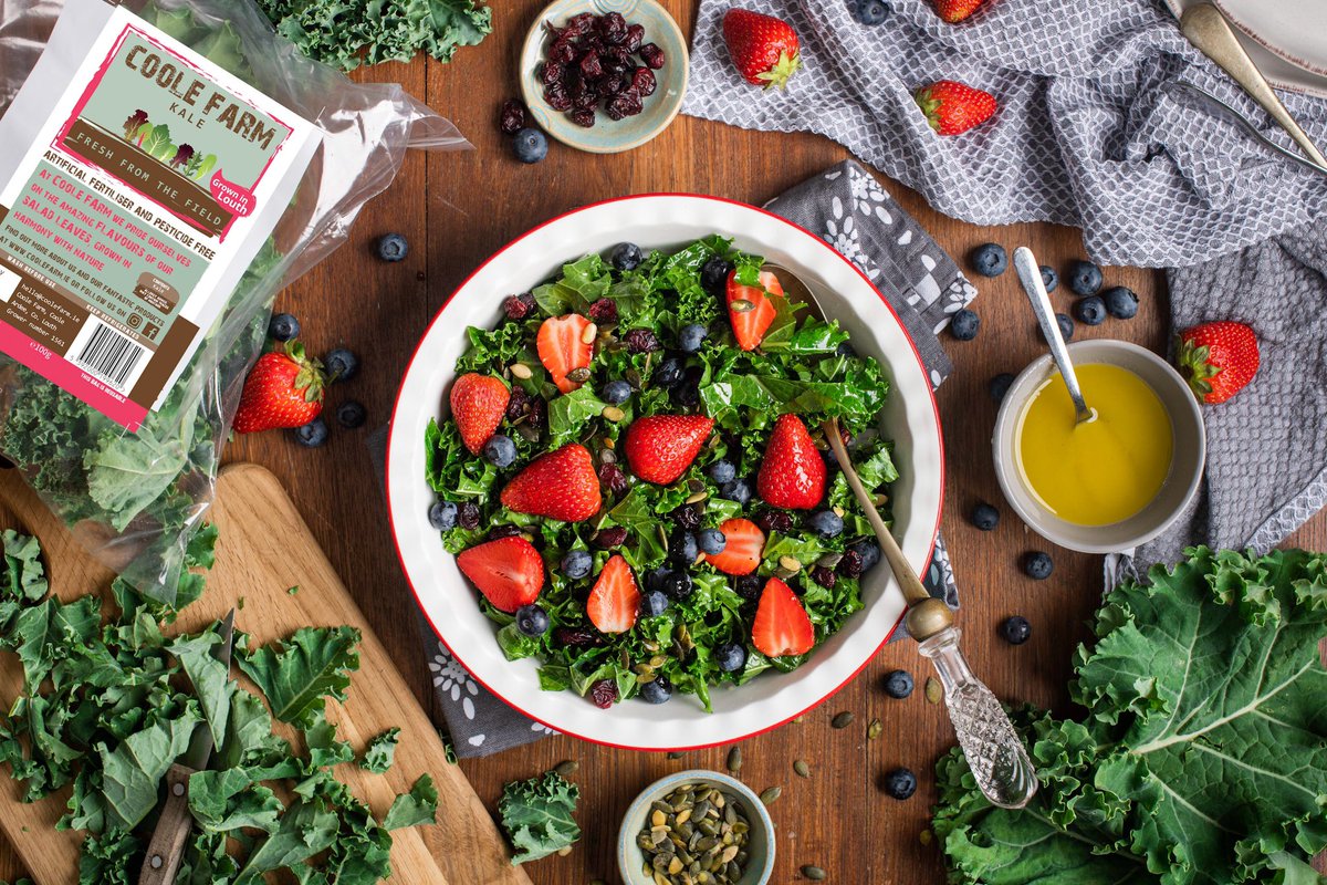 Only The freshest ingredients to a spring salad. I created this fruity kale salad for Coole Farm Salad. Would you try it? #foodphotography #foodstyling #louthchat <a href="/BoyneValleyFlav/">Boyne Valley Flavours</a>