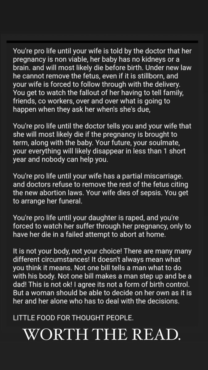I don’t care who you vote for, I don’t care what side you stand on…you can be pro life and that is a decision for you to make, but to take away choice for others is insanity!!! WHAT IS ACTUALLY HAPPENING AROUND US.