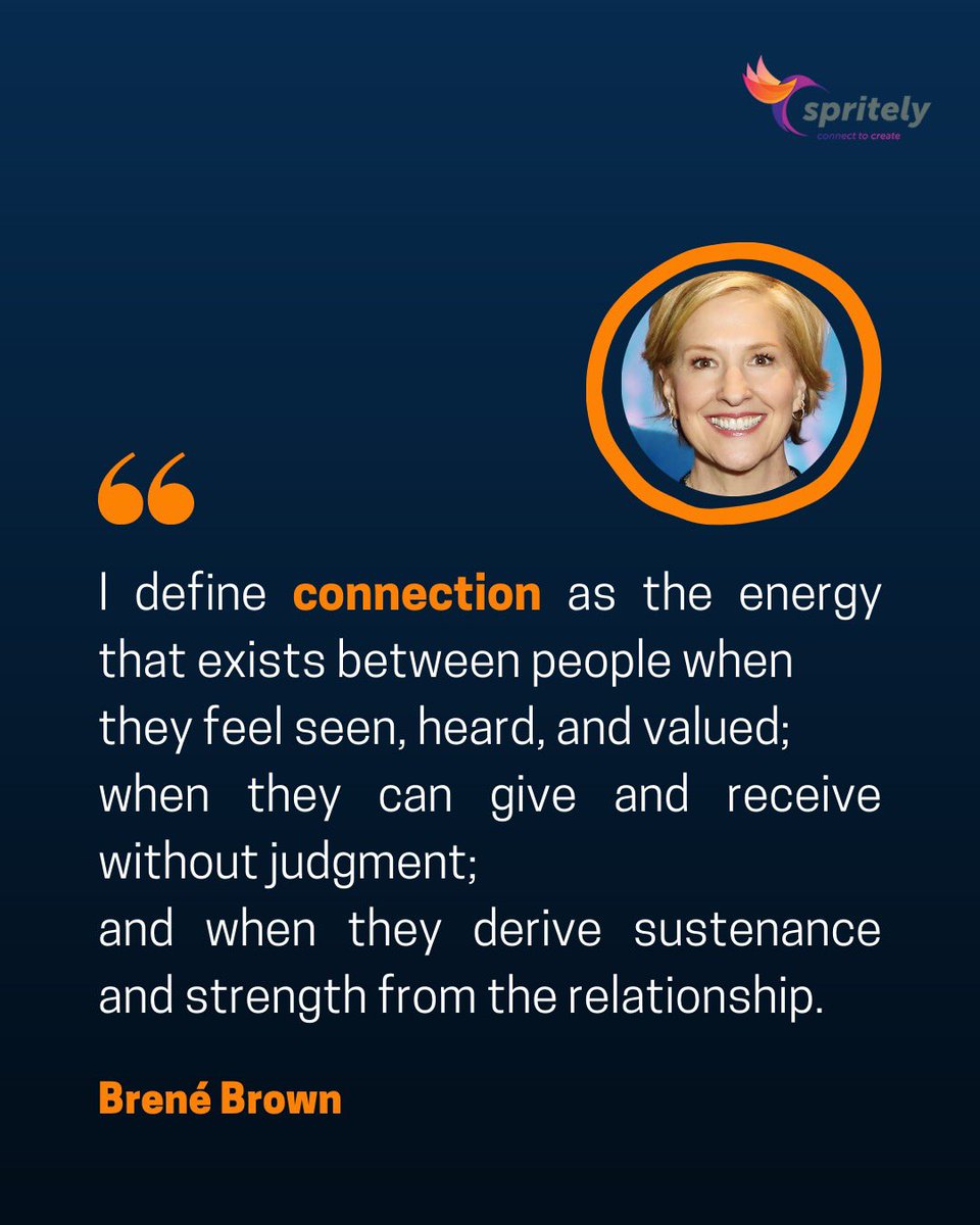 SpritelyCoZa's tweet photo. How will you go about creating an energy of #connection in your team this week?

#leadershipskills #brenebrown  #Leadersbydesign #Spritely https://t.co/URgCW22rd9