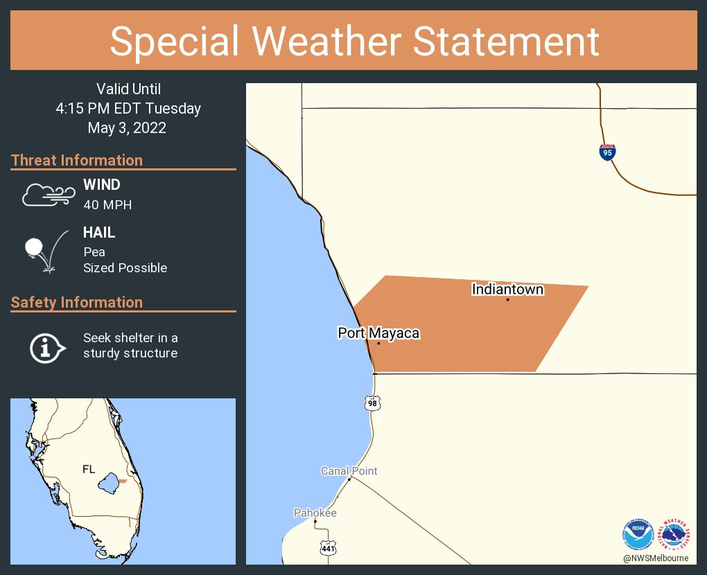 NWS Melbourne on Twitter "A special weather statement has been issued