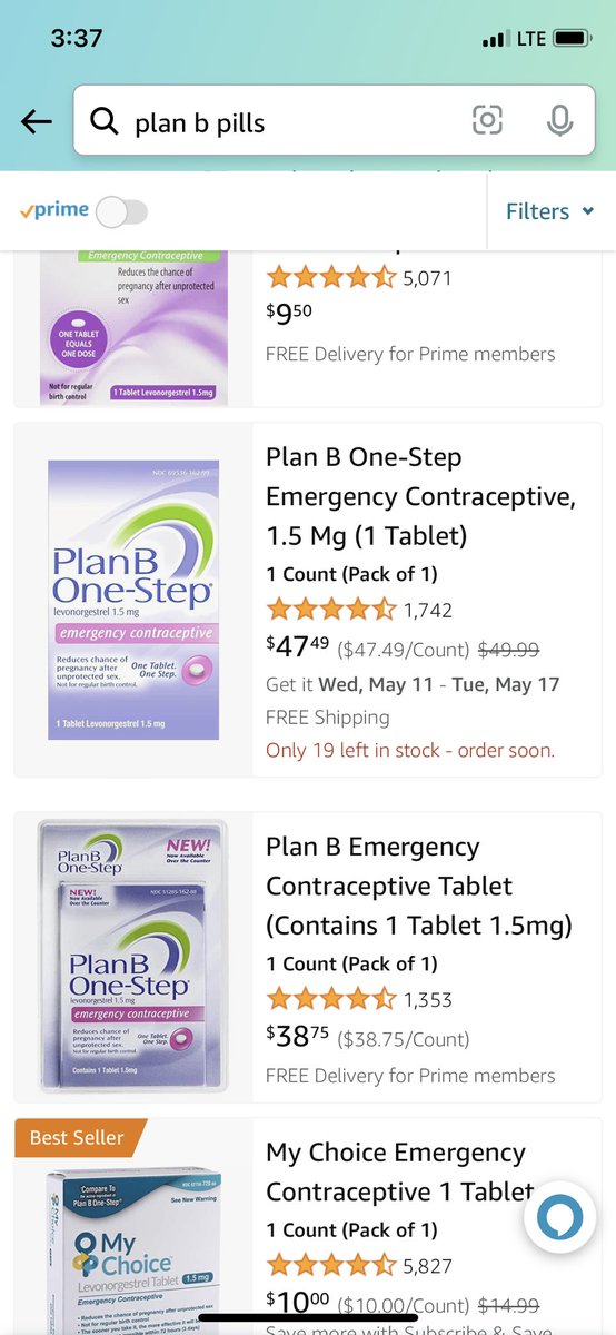 MereMere74's tweet photo. Plan B is available on Amazon - for now. 
#abortionrights #WomensRights https://t.co/myn6Yj0Shs