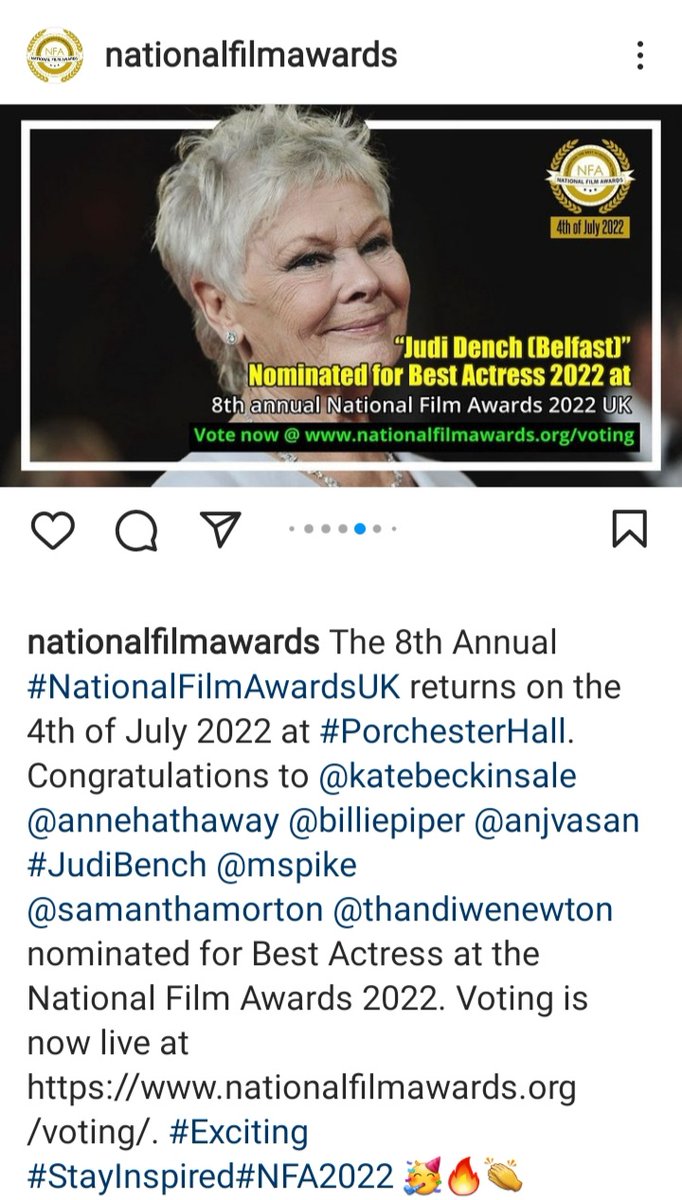 Posted by nationalfilmawards on IG 
#CiaránHinds 
#OliveTennant
#JudiDench
#NationalFilmAwardsUK