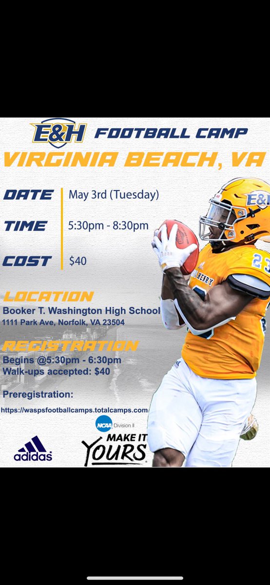 Perfect day to get seen ! Come out to @EHCFootball camp today 💛💙