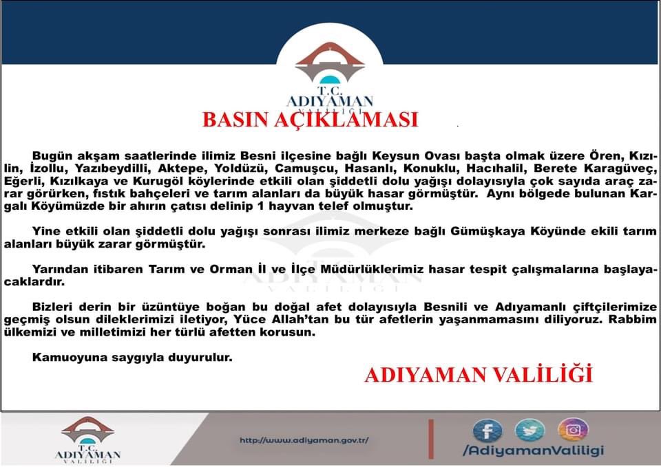 İlçemize ve ilimize geçmiş olsun Allah beterinden korusun.