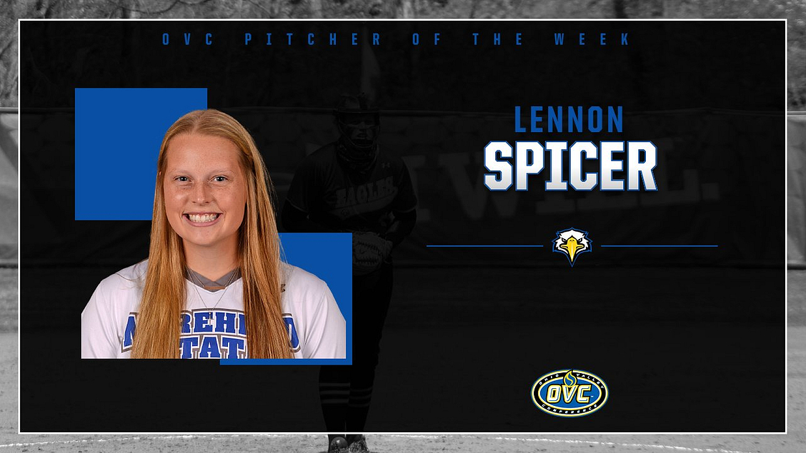.<a href="/MSUEaglesSB/">Morehead State Softball</a> soph <a href="/lennonspicer01/">lennon spicer</a> was named <a href="/OVCSports/">Ohio Valley Conference</a> Pitcher of the Week after going 2-1, with a 1.40 ERA, 16K, 17H &amp; 3BB in 20IP. Last week MSU was 2-3 with wins over TTU &amp; TSU. She is the team's 1st Player of the Week since 2018.

Story: bit.ly/3w0Ebp8

#SoarHigher