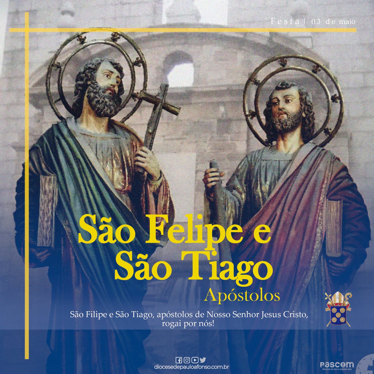 DiocesePA's tweet photo. A Igreja celebra neste dia, a Festa de São Filipe e São Tiago Menor, Apóstolos de Cristo.  

São Filipe e São Tiago, Apóstolos de nosso Senhor Jesus Cristo, rogai por nós! https://t.co/nn4lFAo4n0
