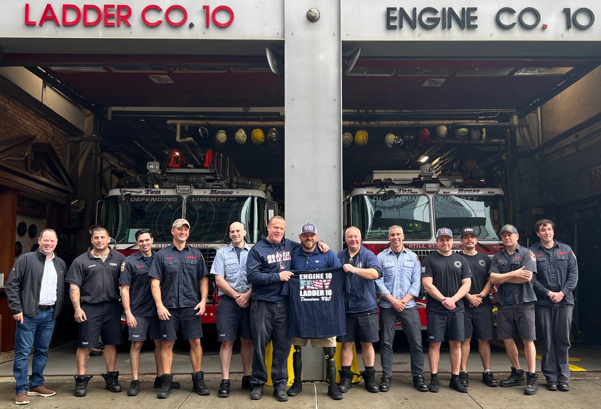 On Monday, May 2nd, United States Army Staff Sergeant Travis Mills visited the @Sept11Memorial and was welcomed for lunch at FDNY #Engine10 and #Ladder10. Read more: bit.ly/3w0Az6C
