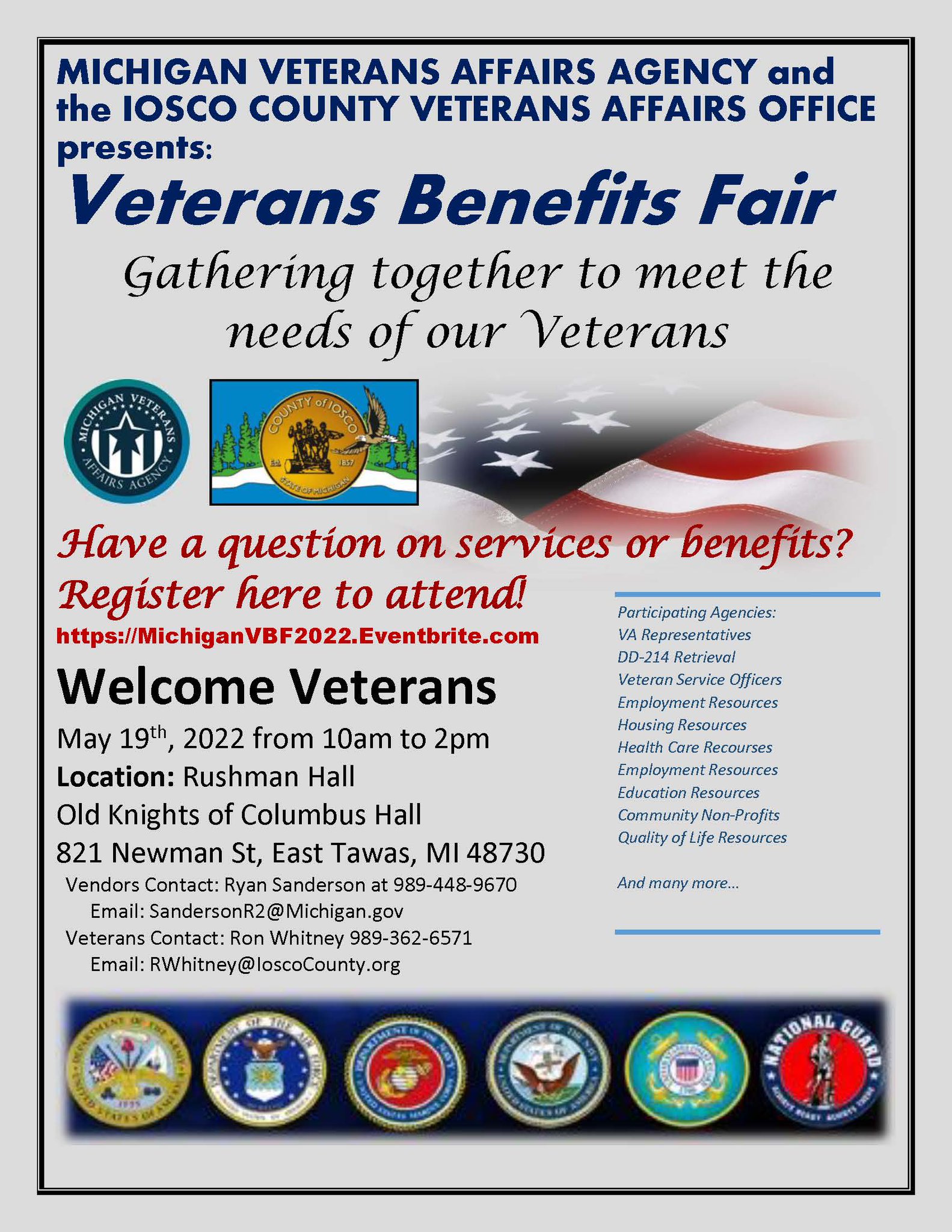 Michigan Veterans Affairs Agency on Twitter "Iosco County veterans Have a question about your
