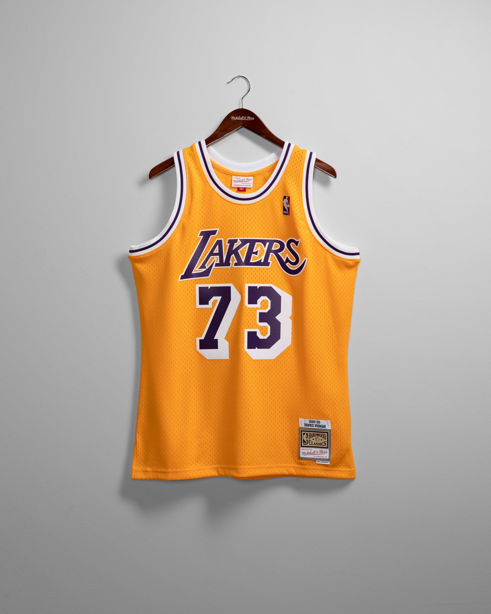 Mitchell & Ness Dennis Rodman Los Angeles Lakers 1998-99 Hardwood Classics Swingman Jersey Gold