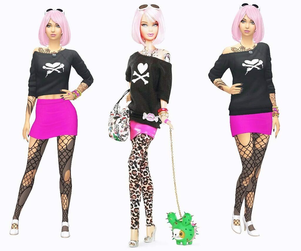 leiastyle's tweet photo. WIP // I 💖 @tokidokibrand and @thesims so I decided to make a simified version of tokidoki @barbie circa 2011. I’m working on her shirt and skirt atm, but will hopefully be able to make most of her outfit, accessories and tattoos, as well! The graphi… https://t.co/fub5hE2jHi https://t.co/huFb85MHxa