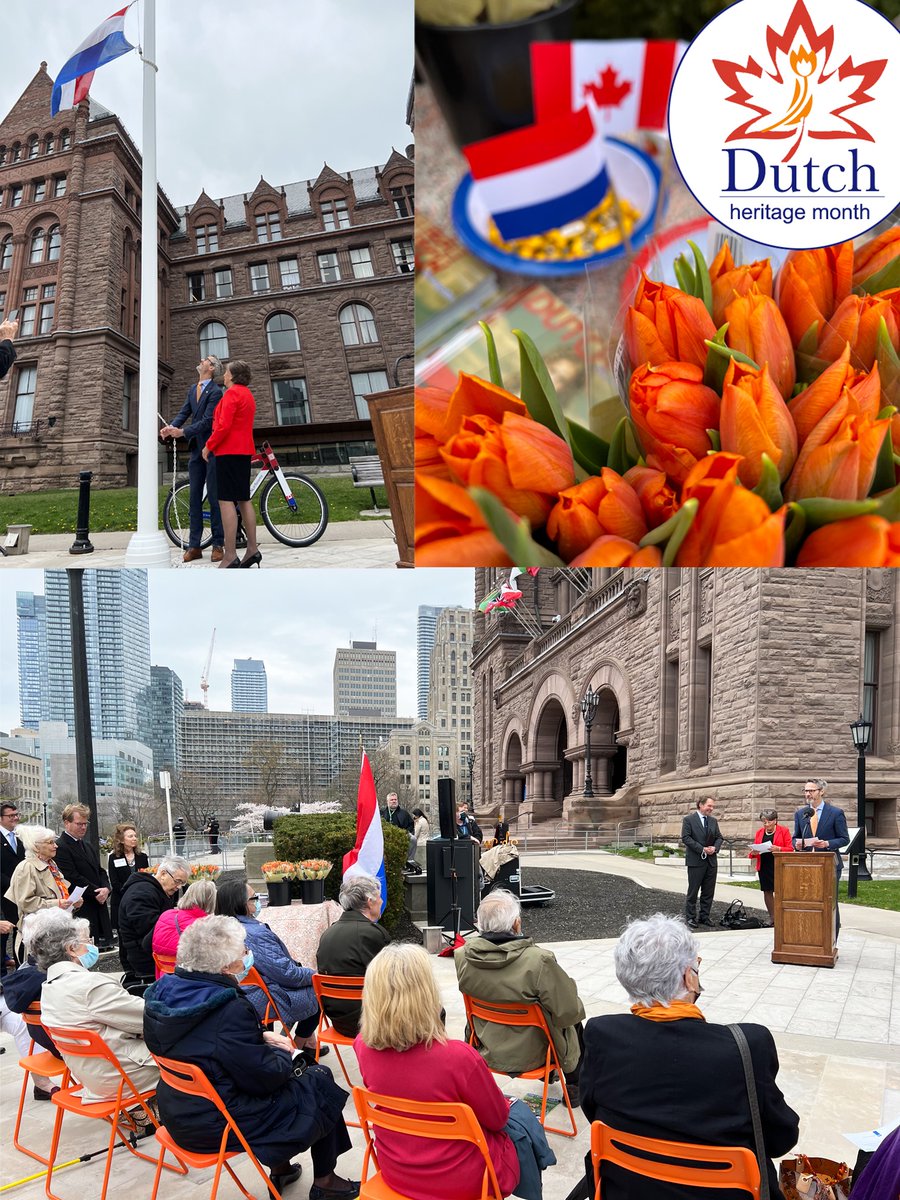 May is #DutchHeritage Month in Ontario. The liberation of the Netherlands by the Canadian armed forces created a friendship between our countries that has continued to the present day. Today we celebrate our bonds with a #flagraising ceremony in the presence of 🇳🇱 &amp; 🇨🇦 partners.