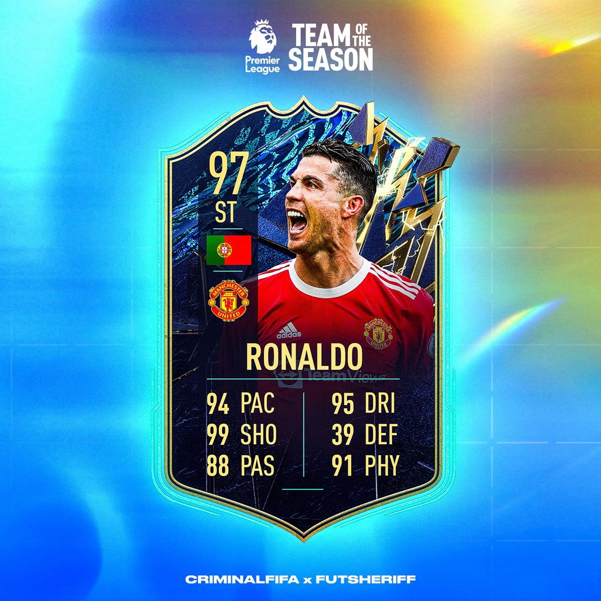 FutSheriff's tweet photo. 🚨CRISTIANO RONALDO 🇵🇹 OFFICIAL STATS🔥

SUUUUUUUUUUUUUUIIIIIIIIIII🔥🇵🇹

TOTS PREMIER LEAGUE✅

@Criminal__x | #fifa22 https://t.co/gwjMAnkv06