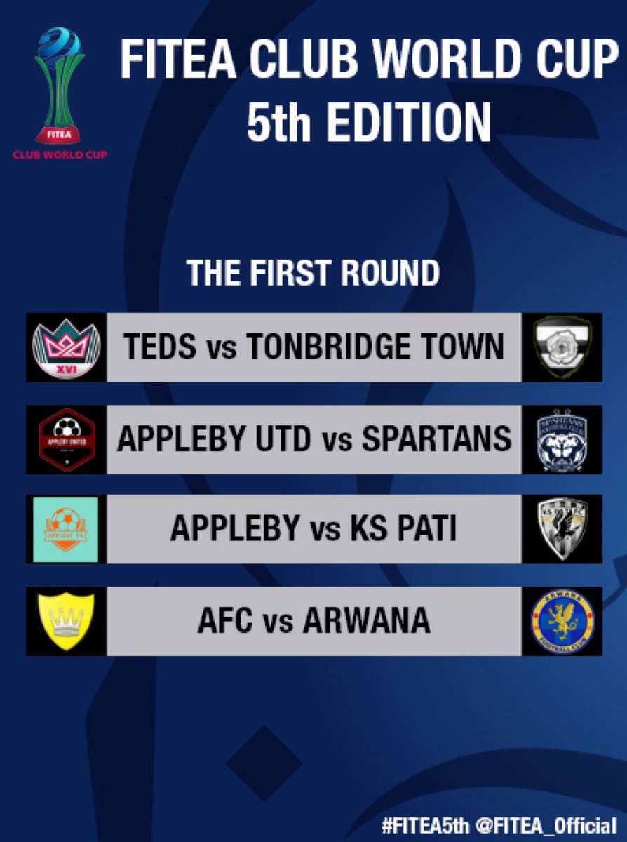 The First Round of the 𝗙𝗜𝗧𝗘𝗔 𝗖𝗟𝗨𝗕 𝗪𝗢𝗥𝗟𝗗 𝗖𝗨𝗣 5th Edition is ready.

8 teams from 3 subsidiaries, who's gonna through to the next stage?

𝗙𝗜𝗧𝗘𝗔 "𝗠𝗮𝗸𝗶𝗻𝗴 𝘁𝗵𝗲 𝗙𝘂𝘁𝘂𝗿𝗲"
#FITEACWC