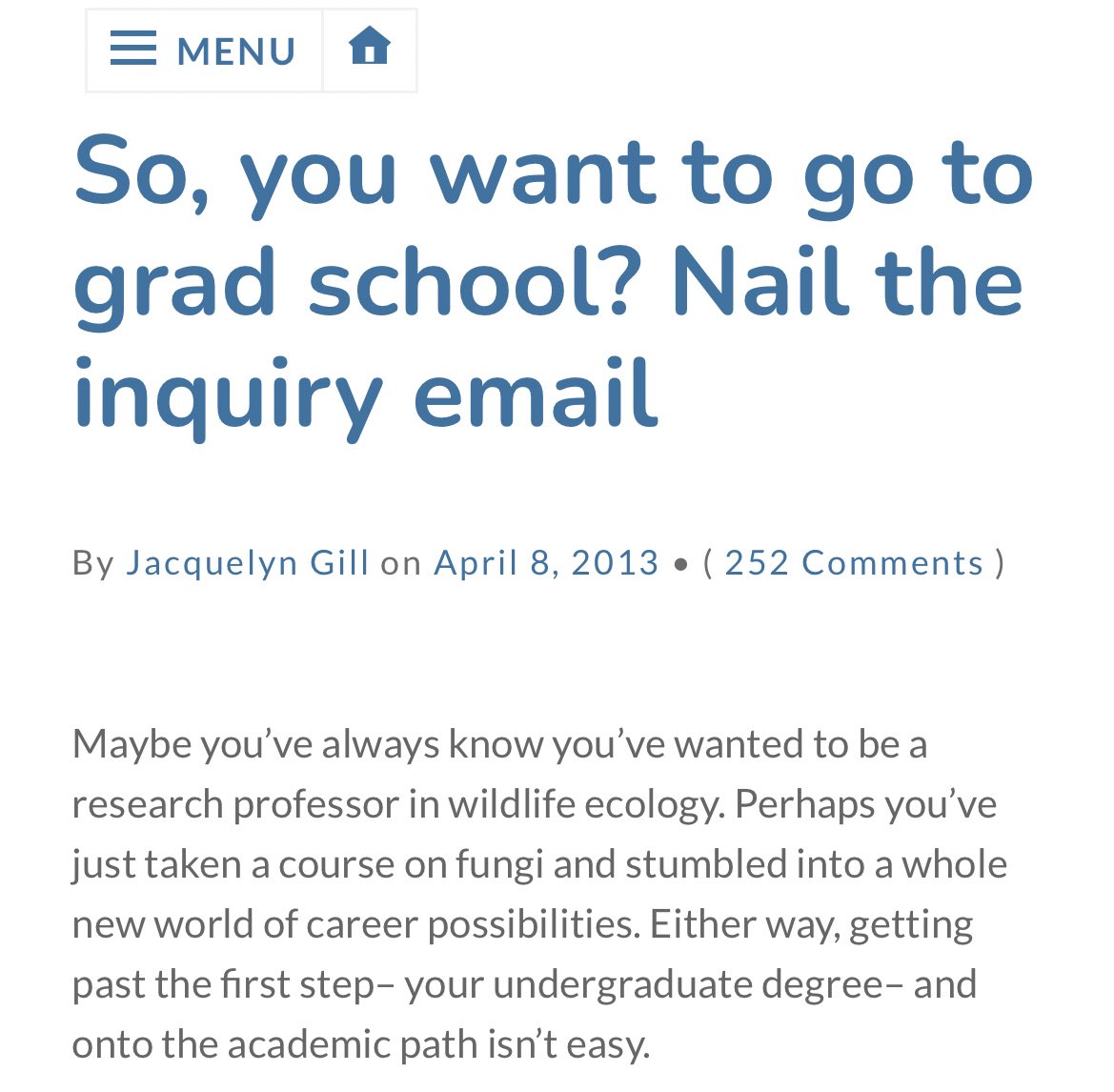yourgradcoach's tweet image. Here&apos;s your FREE sample of cold-email for graduate school applications.

Dr. @JacquelynGill wrote this post in 2013 &amp;amp; it&apos;s amazing how relevant it is even for students applying today! 

Read the sample using the link in my bio {first link}.