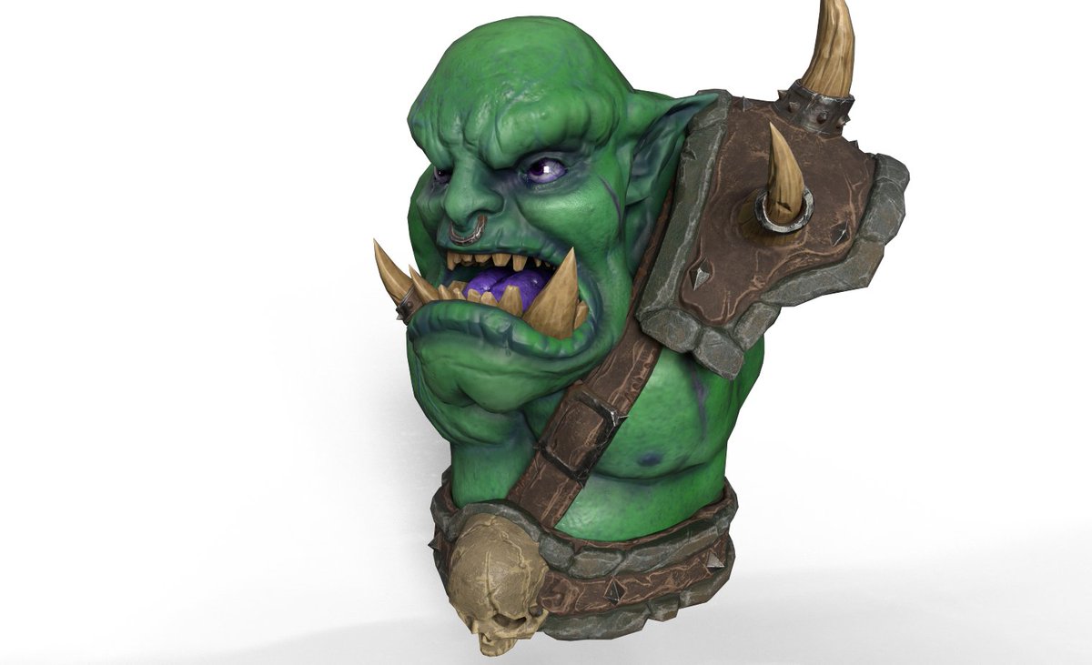 GamerDevp's tweet photo. Segundo Trabajo de Texturizado (PBR Metallic/Roughness), esta vez un orco tipo Blizzard. En este trabajo he realizado solo el texturizado, el modelo fue obtenido, de los recursos del curso de texturizado de Odin3D. https://t.co/7zKgKEJPaW