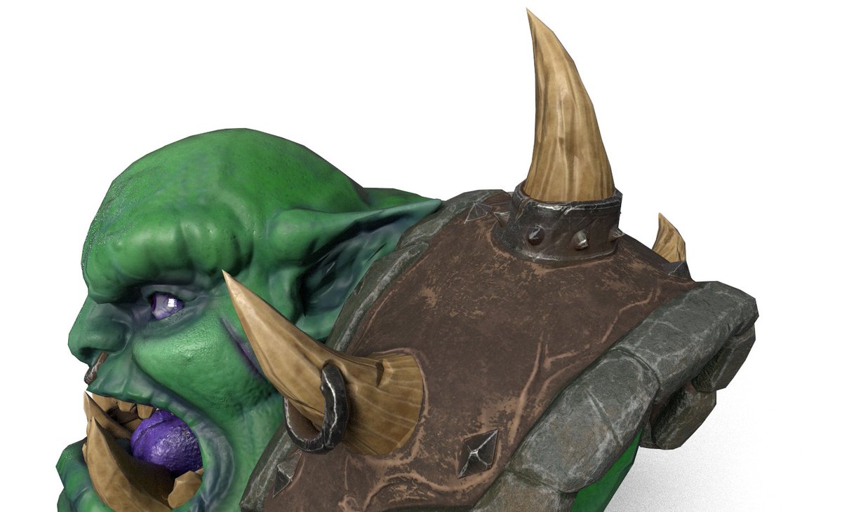 GamerDevp's tweet photo. Segundo Trabajo de Texturizado (PBR Metallic/Roughness), esta vez un orco tipo Blizzard. En este trabajo he realizado solo el texturizado, el modelo fue obtenido, de los recursos del curso de texturizado de Odin3D. https://t.co/7zKgKEJPaW