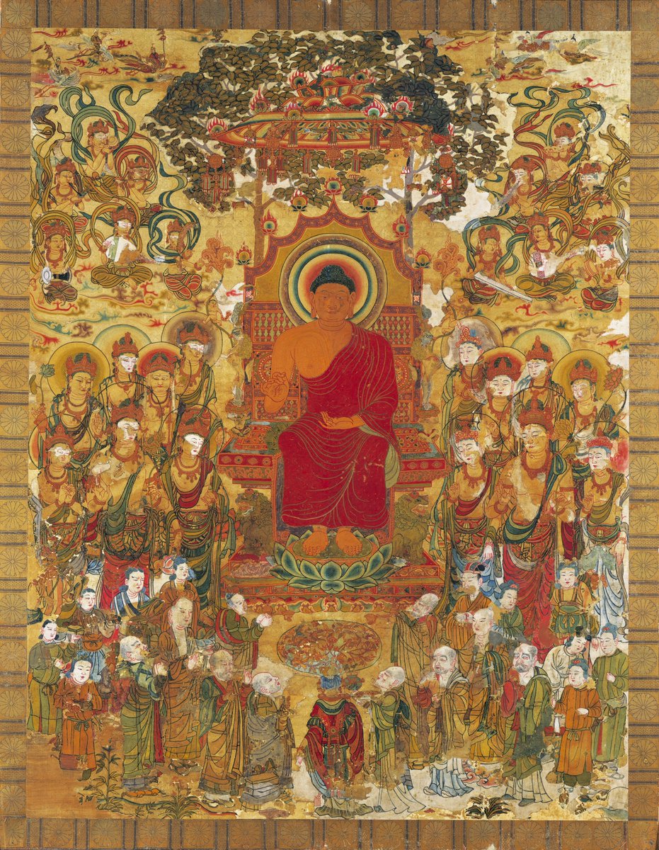 刺繍釈迦如来説法図》 ししゅう しゃかにょらい せっぽう ず 8世紀