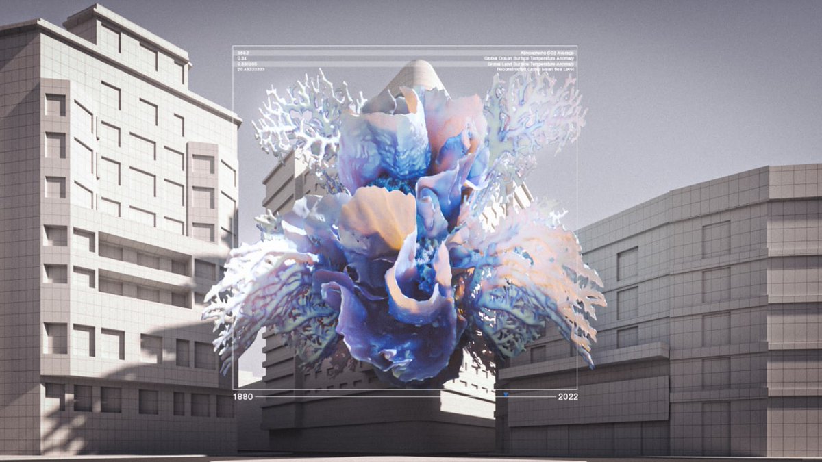 1⃣ Plaça d'Urquinaona - "Els auguris"
 
🌿🌊 Come along and visit an ecosystem where a virtual creature reacts to different climate emergency indicators, inviting reflection about our impact on ecosystems. #EmergènciaClimàtica