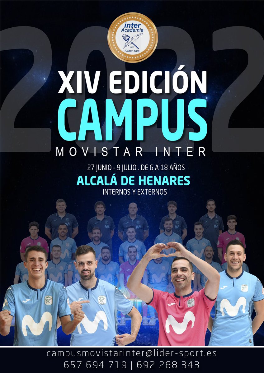 ☀️ 𝐂𝐚𝐦𝐩𝐮𝐬 𝐝𝐞 𝐯𝐞𝐫𝐚𝐧𝐨 𝟐𝟎𝟐𝟐 #MovistarInterFS☀️

⚽️Aprende, juega, descubre y perfecciona tu técnica de #Futsal

😁¡Con los mejores profesionales del mundo!🌏

📅 Del 27 de junio al 9 de Julio

¡Abierto el plazo de inscripción! 
ℹ️👉🏻 intermovistar.com/campus/
