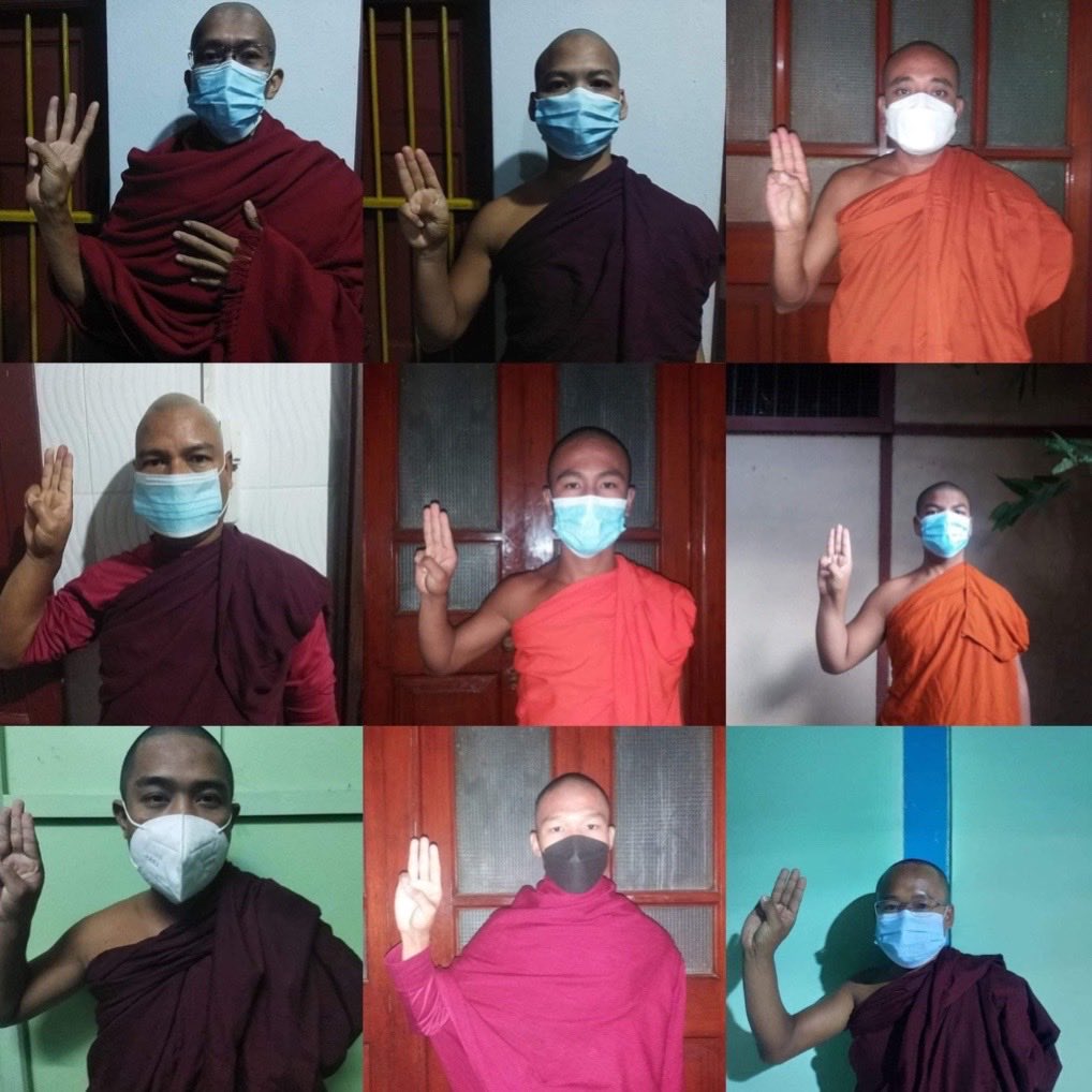 Buddhist Monks in Myanmar sent prayers for the immediate restoration of democracy and for the fallen heroes of Spring Revolution today.        #2022May3Coup #SaveLivesUnderInterrogation #WhatsHappeningInMyanmar
