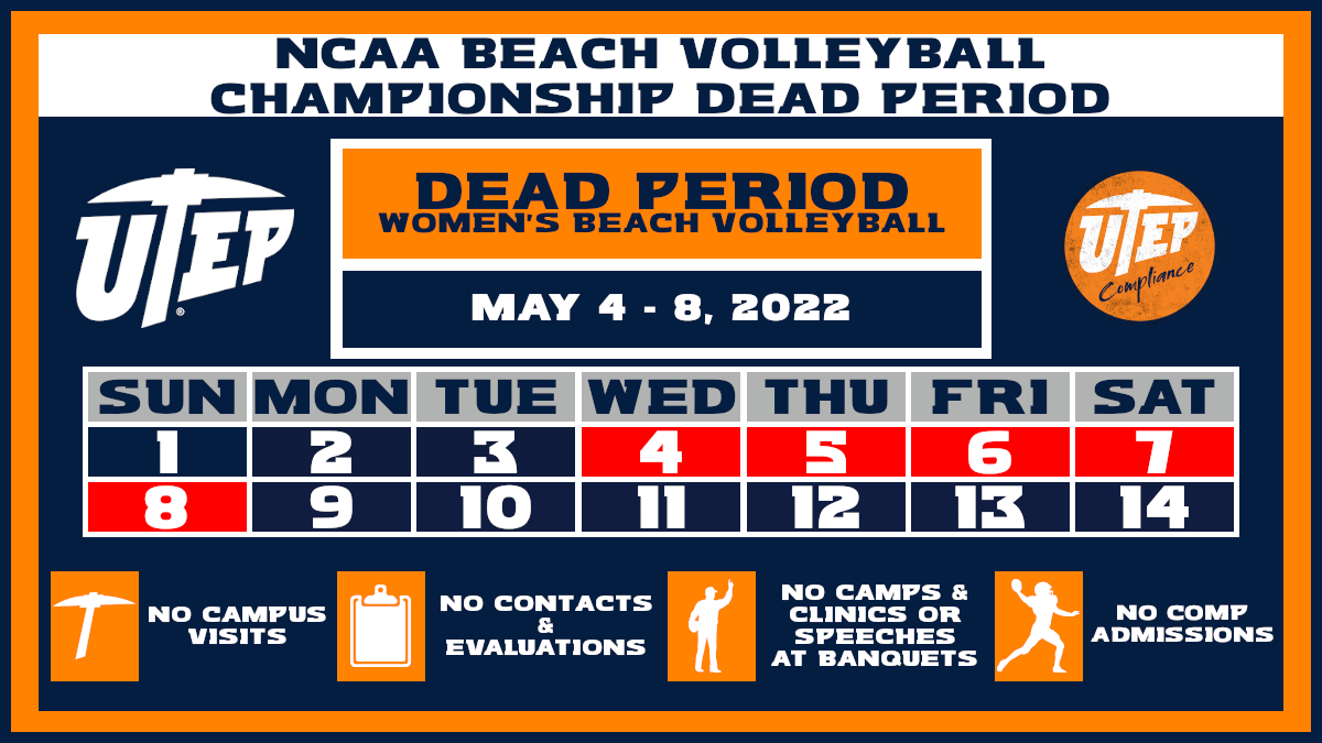 ☠️Dead Period for <a href="/utepbeachvb/">UTEP Beach Volleyball</a> starts tomorrow!