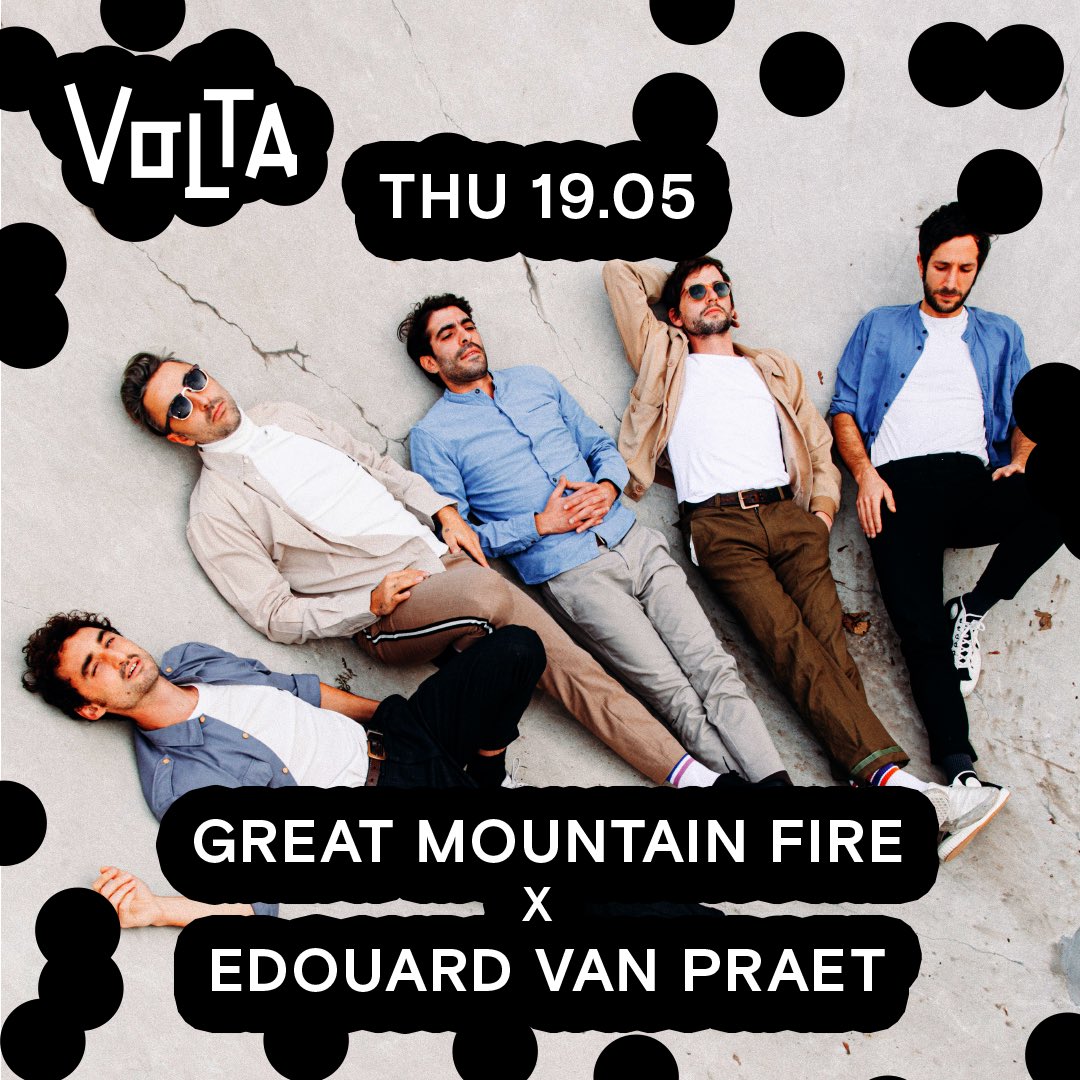 voltabxl's tweet photo. 📅 19.05 @ VOLTA
Great Moutain Fire + Edouard van Praet have a new date on our stage!

If you purchased your ticket for the previous date, it is still valid for this. If you haven’t gotten yours yet… what are you waiting for?

Tickets on our website https://t.co/M9qFJYU6PU 💻 https://t.co/v6Pd9WIPhj